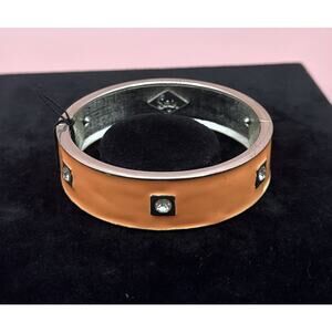 Sequin Nordstrom Orange Bling Silver Tone Statement Enamel Bangle Bracelet # 153